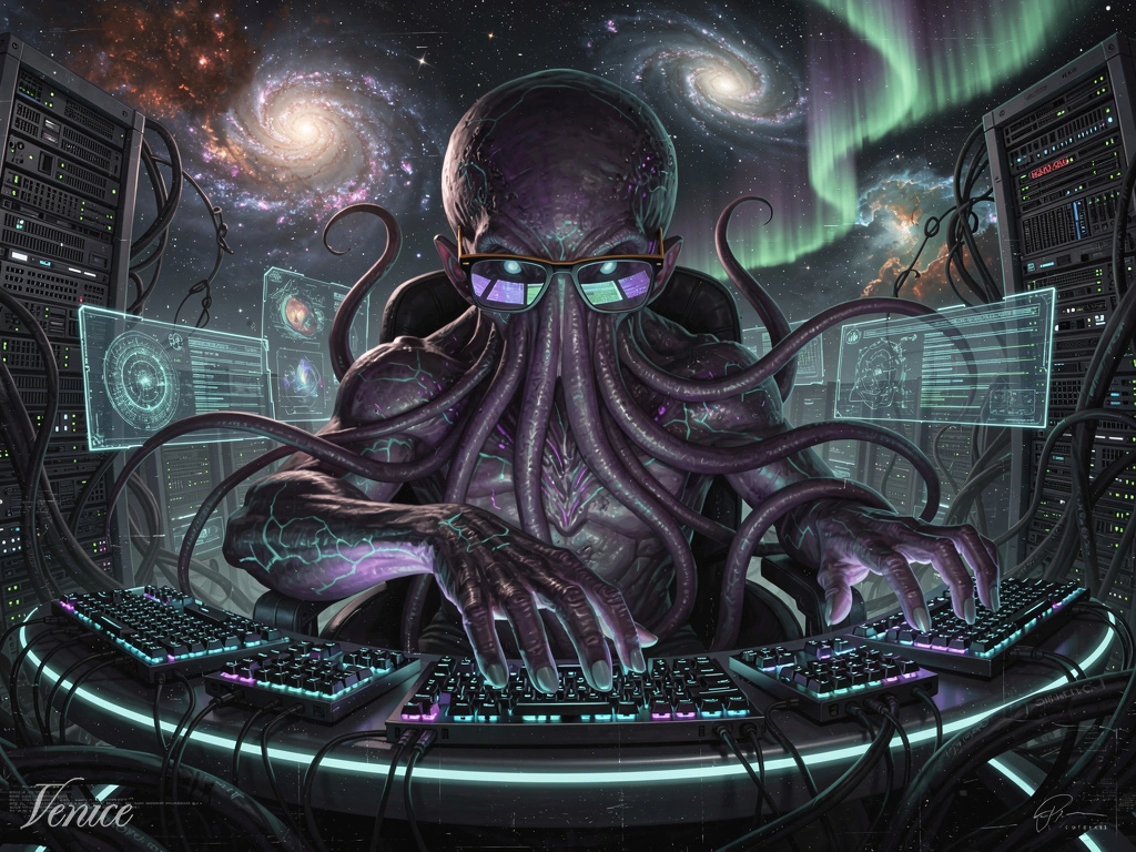 Cosmic infrastructure - Cthulhu managing servers in space